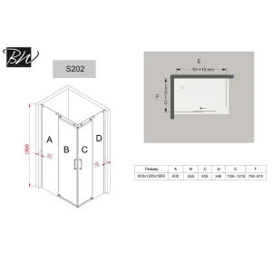 Душевой уголок Black & White Stellar Wind S202-80120 120х80